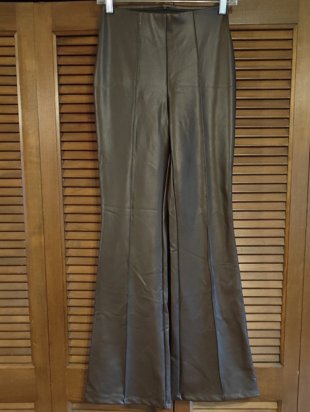 NWT A New Day High-Rise Faux Leather Flare Pants Brown